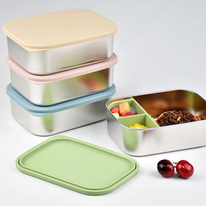 2026 New Flat Lid <b>School</b> Food Container Kids Reusable Leakproof 3 Compartments Stainless Steel Bento <b>Lunch</b> <b>Box</b> BPA Free Large - Product Image 1