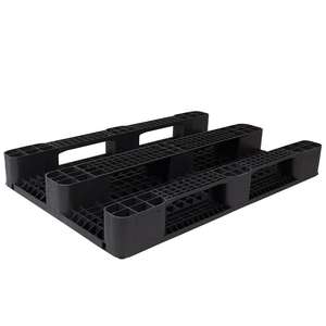 พาเลทพลาสติกขนาดยูโร3แบบไม่มีขอบปลอดภัย lxwxh 1200x800x145มม. แท่นวางสีดำแบบปิดด้านบน - Product Image 2