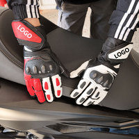 Gants de course moto personnalisés avec logo rouge et blanc, version longue, pour moto, motocross, unisexes, pour les voyages en plein air, à doigts entiers