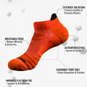 Chaussettes de sport courtes de compression premium anti-ampoules, à séchage rapide, pour la course, le basketball, le cyclisme et la gym, avec languette rembourrée et coupe basse - Product Image 2
