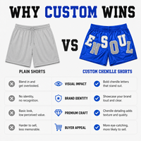 Shorts de sport respirants et à séchage rapide pour hommes, style streetwear, avec patchs lettres en chenille personnalisés, pour la gym et la course, fabrication sur mesure en gros