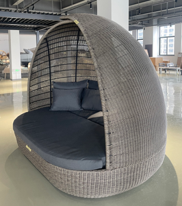 Muebles <span class=keywords><strong>de</strong></span> exterior tejido redondo balcón Patio cuerda hecha a mano mimbre <span class=keywords><strong>Luna</strong></span> sombrilla aluminio ocio cama antigua - Product Image 3