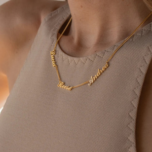 Collar Personalizado con Colgante <span class=keywords><strong>de</strong></span> Letra y Nombre, Cadena Cubana <span class=keywords><strong>de</strong></span> Acero Inoxidable Hipoalergénico, Joyería Unisex en Oro, Plata y Oro Rosa - Product Image 3