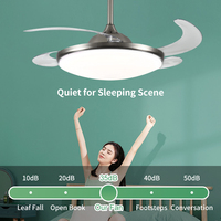 Ventilateur de plafond LED moderne en acrylique, à pales rétractables, avec télécommande, 6 vitesses, moteur DC, intensité variable, idéal pour salle de bain - Meilleure vente au Ghana