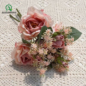Ramo de flores rosas artificiales, ramo de <span class=keywords><strong>Flora</strong></span> de boda para novia, dama de honor, centros de mesa, arreglo Floral, decoración del hogar - Product Image 3
