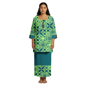 Vestidos Personalizados con Diseño Tribal Polinesio Samoano Fiyiano, Estampado Tapa, Conjuntos Largos de Fiesta para Mujer, Vestido de Dos Piezas - Product Image 2