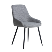 Chaises de salle à manger modernes avec pieds en métal, tissu gris en lin imperméable, rembourrées, non pliables, marque SXT, meubles de salon pour la maison