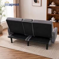 Sofá Cama Convertible Moderno con Consola Plegable, Puerto de Carga USB, Portavasos Dobles y Bolsillo Lateral para Dormitorio o Sala de Estar