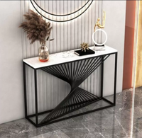 Console de luxe moderne en métal pour salon, entrée de maison et bureau - Meuble décoratif multifonctionnel et durable avec cloison