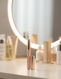 Pincel para labios con cerdas sintéticas, mango de plástico y virola de aluminio engrosada para la aplicación de base. - Product Image 2