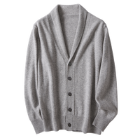 Herren-Cardigan mit Schalkragen, 100% Baumwolle, reguläre Passform, Knopfleiste, lange Ärmel, einfarbig, atmungsaktiv, Frühling (Indigo, 4XL)