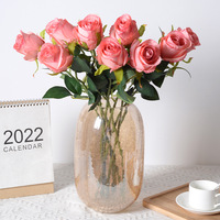 Rose artificielle pour décoration de mariage et de salon, fleurs en soie faites à la main, matériaux en gros de Chine