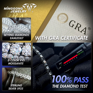 직접 공장 판매 하이 퀄리티 희귀 블랙 Moissanite 테니스 체인 목걸이 100% 다이아몬드 테스트 통과 힙합 스타일 남성용 - Product Image 6