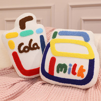 Super oreiller en peluche sucette arc-en-ciel étoile chat lait thé et banane crème glacée courte en peluche jouets alimentaires pour la décoration de la maison