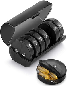 Pill Organizer 2 Times a Day, Weekly AM PM Pill Box, Large Capacity 7 Days Pill box(black)