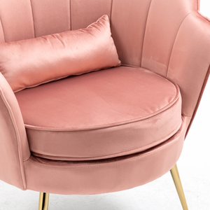 Wholesale Velvet Upholstery Living Room Chair Tufted Shell <strong>Wing</strong> Back Leisure Sofa Accent Chair <strong>Armchair</strong> With Gold Legs - Product Image 2