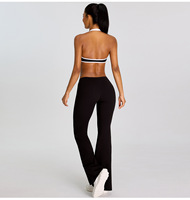 Ensemble 2 pièces pour femme : Crop top dos croisé et Legging taille haute effet ventre plat et froncé aux fesses, avec logo personnalisé, pour yoga et entraînement, OEM