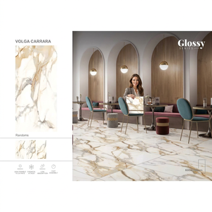 Grey Marble Look Porcelain Tiles 600x1200mm Glossy Glazed Wall Floor Tiles For Bathroom - Product Image 1