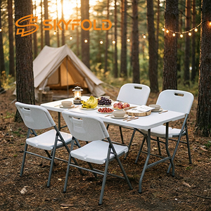 Ensemble <span class=keywords><strong>de</strong></span> chaises et <span class=keywords><strong>de</strong></span> tables pliantes rectangulaires en plastique portables <span class=keywords><strong>de</strong></span> 6 pieds pour événements en plein air - Product Image 3