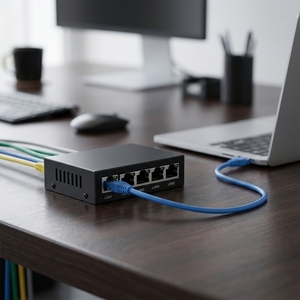 Mini commutateur Ethernet 5 ports 10/100 Mbps, Hub Ethernet rapide non géré, commutateur de bureau, prise en charge de l'entrée DC 5V-12V pour la maison et le bureau - Product Image 2