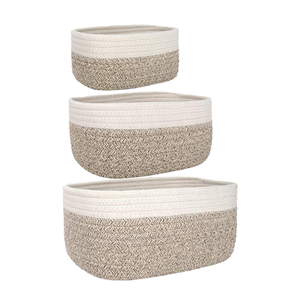 Modernas Cestas de Almacenamiento de Cuerda de Algodón Tejida, Duraderas, de 5 Piezas, Organizador de Cuarto de Bebé, Cestas de Tela para Juguetes de Bebé - Product Image 4