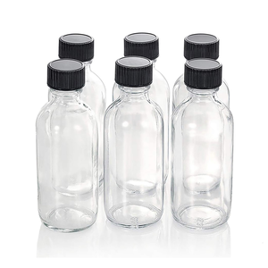 Bouteilles en verre rondes de Boston vides de 60 ml, 120 ml, 2 oz, 4 oz, pour voyage, whisky, vin, huile, jus, shots de gingembre, <span class=keywords><strong>mini</strong></span>-bouteilles avec bouchon à vis - Product Image 1