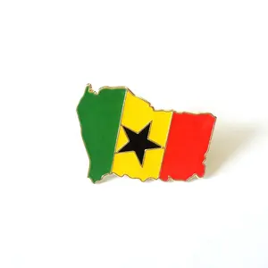 Pin de solapa de metal con acabado de esmalte suave, estampado de chapado en oro, con forma de bandera de Ghana