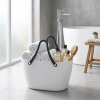 Panier de salle de bain minimaliste en plastique WONFUN, panier de rangement polyvalent en plastique avec poignées souples pour la lessive et les jouets