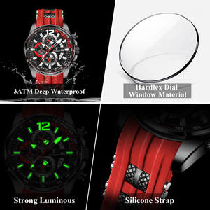 <span class=keywords><strong>Reloj</strong></span> Cronógrafo Poedagar 898 para Hombre, <span class=keywords><strong>Reloj</strong></span> de Cuarzo Deportivo con Correa de Silicona, <span class=keywords><strong>Reloj</strong></span> de Pulsera Luminoso a Prueba de Agua para Hombre - Product Image 4