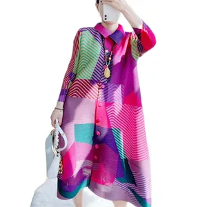 Großhandel Beliebte Urlaub Bluse Pullover Miyake Anzug Kleid Plissee Elegante Wind breaker Frauen Mode Kleidung