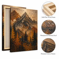Impression sur toile abstraite épaisse, motif montagne et forêt, art mural, pin d'automne, personnalisable, prête à accrocher