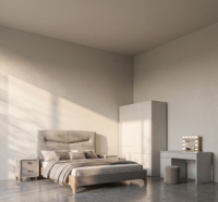 Ensemble de meubles de chambre à coucher modernes et luxueux, lit capitonné avec tables de chevet, armoire, coiffeuse LED, collection de lits pour hôtel et maison