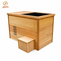 Premium Holz-Kaltwasserbecken mit integriertem Wasserkühler und Edelstahl-Innenwanne für Wellness-Spa