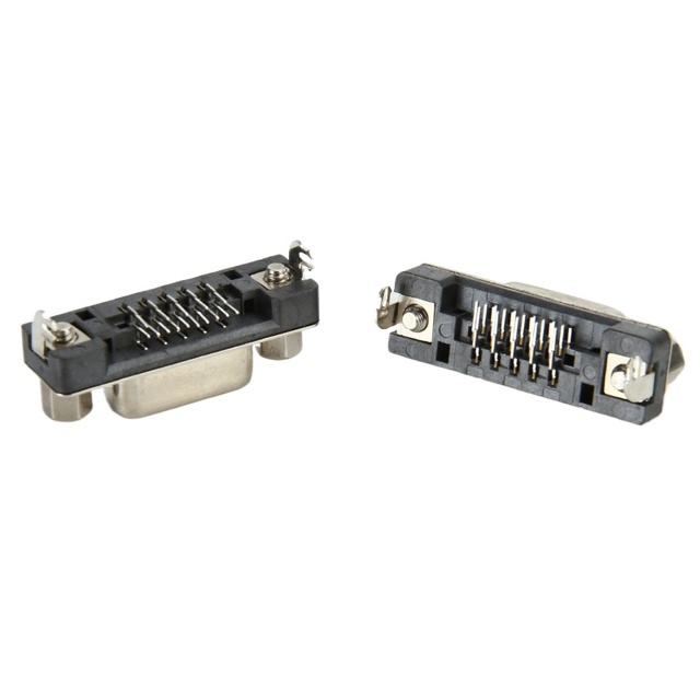 D-SUB (VGA) Full Vinyl Waterproof DB15 Female Head Welded Plate Plug-in 90 Degree Bent Foot/Pin Connector Wholesale