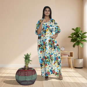 Kaftán de Maternidad Transpirable de Algodón Estampado Estilo Kimono para Mujer, Bata de Verano Abierta por Delante, Ropa de Dormir, Ropa de Playa - Product Image 3
