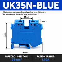 Bloc de jonction traversant pour rail DIN UK 25-35N, en cuivre pur nickelé, à vis, 25-35mm, 100-125A, connecteur de câblage électrique