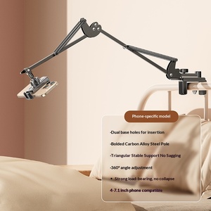 Soporte para Teléfono Móvil y Tablet para Cama y Escritorio, Ajuste de Ángulo de 360°, Base de Doble Orificio, Soporte de Acero al Carbono, <span class=keywords><strong>Gadget</strong></span> para Personas Perezosas - Product Image 2