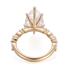 Bague en diamant de laboratoire taille poire 4 carats DEF VVS, or jaune massif 18k 14k, bijoux personnalisés pour mariage, fiançailles, cadeau pour femme - Product Image 3