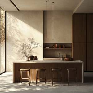 Diseño de Cocina Modular Inteligente Moderna de Lujo, Muebles de Madera Económicos, Panel de Puerta de Chapa de Madera, Fregadero de Cocina de Pared de Madera Económico - Product Image 6