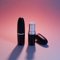 Contenants de baume à lèvres et de rouge à lèvres en plastique noir mat argenté, forme balle, capacité 5g, personnalisables, mignons, très demandés
