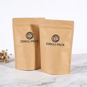 Custom Design Moisture Proof Kraft Paper <b>Bag</b> Plastic Stand up Zipper for Nuts and Snacks Powder Packaging - Product Image 1