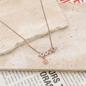 Fashion Letter Smiley Pendant Stainless Steel Necklace For Women Clavicle Chain Gift Jewelry Rose Gold Gold - Product Image 4