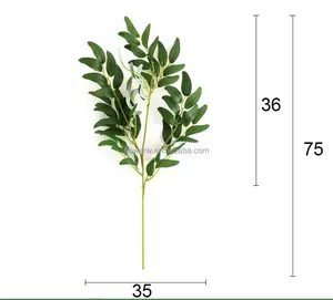 Hojas de simulación de <span class=keywords><strong>sauce</strong></span> de 5 ramas para arreglos florales DIY, para fabricantes de decoración de escenas de bodas - Product Image 4