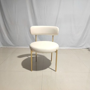 Sillas de cocina con respaldo curvo blanco Cojín redondo Sillas de comedor Hoteles Eventos Silla con marco dorado - Product Image 3