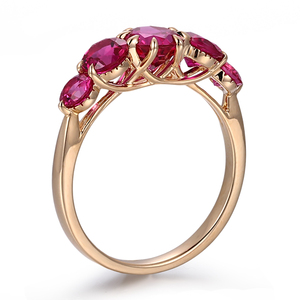 Ювелирное изделие Provence: кольцо из желтого золота 10 карат с рубином, основной камень 6,5 мм, круглая огранка бриллиантом, выращенный в лаборатории рубин, идеально подходит для подарка на годовщину. - Product Image 4