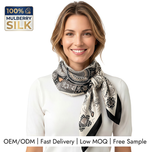 Bufanda de Seda de Morera 100% con Estampado Digital Personalizado de Lujo, Dobladillo Enrollado a Mano, Bufanda de Seda de Doble Cara Estampada para <span class=keywords><strong>Mujer</strong></span> - Product Image 1