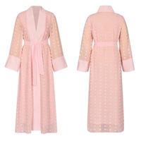 Chine vêtements OEM Abaya Dubai Browns Ouvert devant manches longues larges Pop up boutons islamique Fleur Applique détails musulman abaya