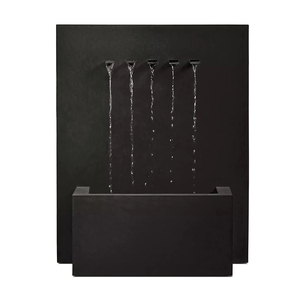 Fontaine murale de jardin contemporaine en métal noir à 5 jets pour aménagement paysager - Product Image 3
