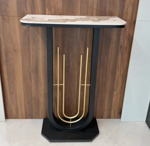 Table en dalle de pierre de luxe de style italien, support à fleurs sur pied pour le salon, décoration d'entrée, table de hall d'hôtel, couloir - Product Image 1