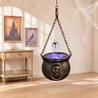 SIPKLR Décoration d'Halloween Murale Lumineuse : Foyer Magique et Baril Squelette Effrayant